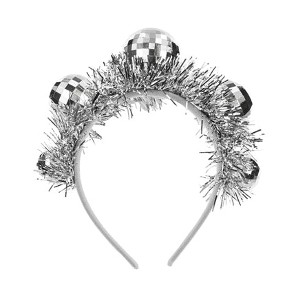 Disco 70S Fascia per capelli Argento Discoballs