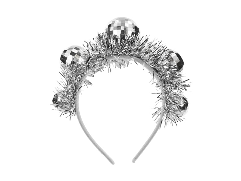 Disco 70S Fascia per capelli Argento Discoballs