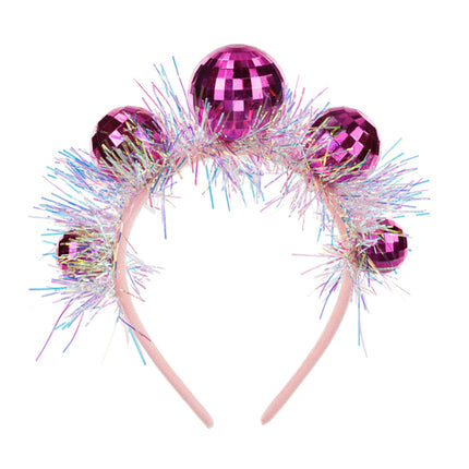 Cerchietto Disco 70S Rosa Discoballs