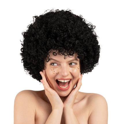 Parrucca nera afro corta