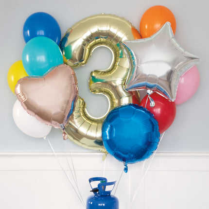 Bombola a elio con 30 palloncini e nastro