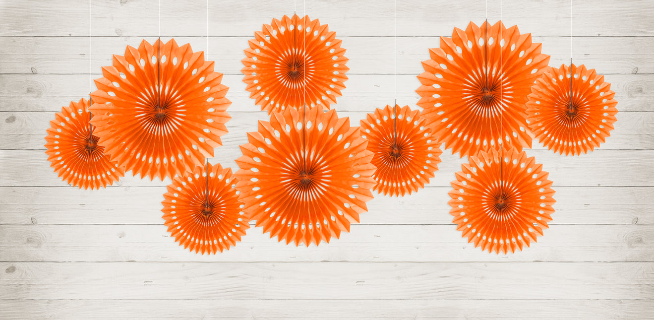 Ventagli di carta arancione 25cm 3pz