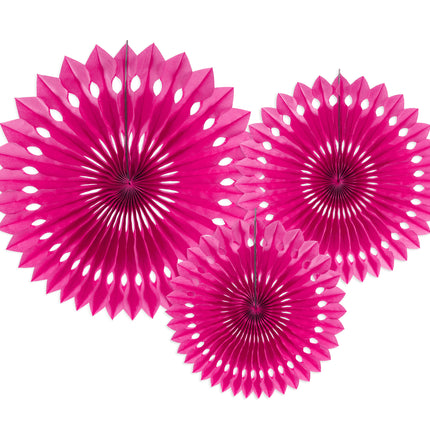 Ventagli di carta fucsia 20cm 3pz