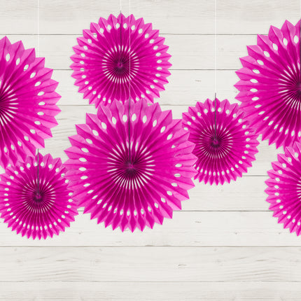 Ventagli di carta fucsia 20cm 3pz