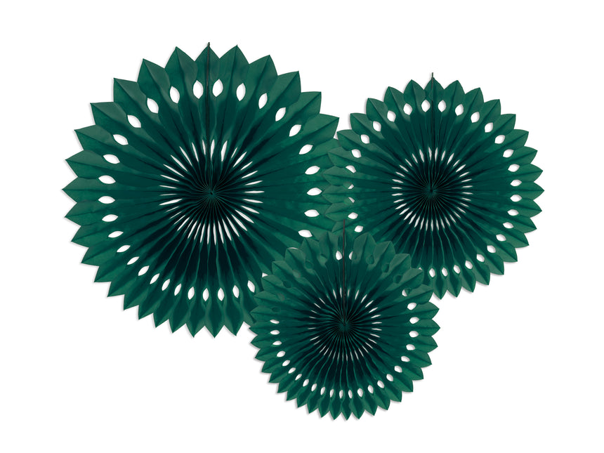 Ventagli di carta verde da 20 cm 3 pezzi