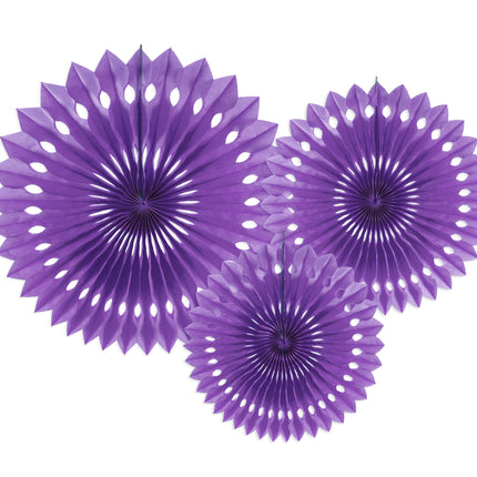 Ventagli di carta viola da 20 cm 3 pezzi