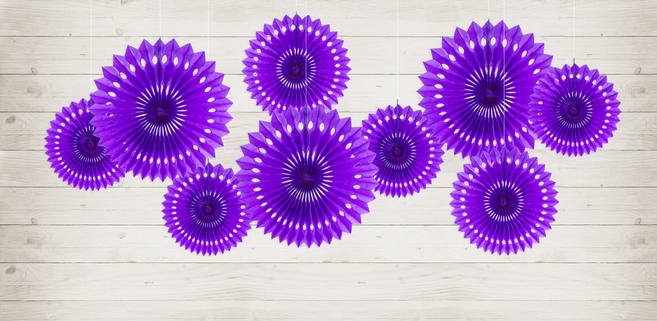 Ventagli di carta viola da 20 cm 3 pezzi