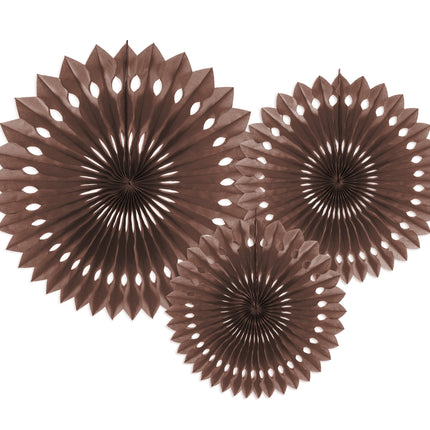 Ventagli di carta marrone da 20 cm 3 pezzi