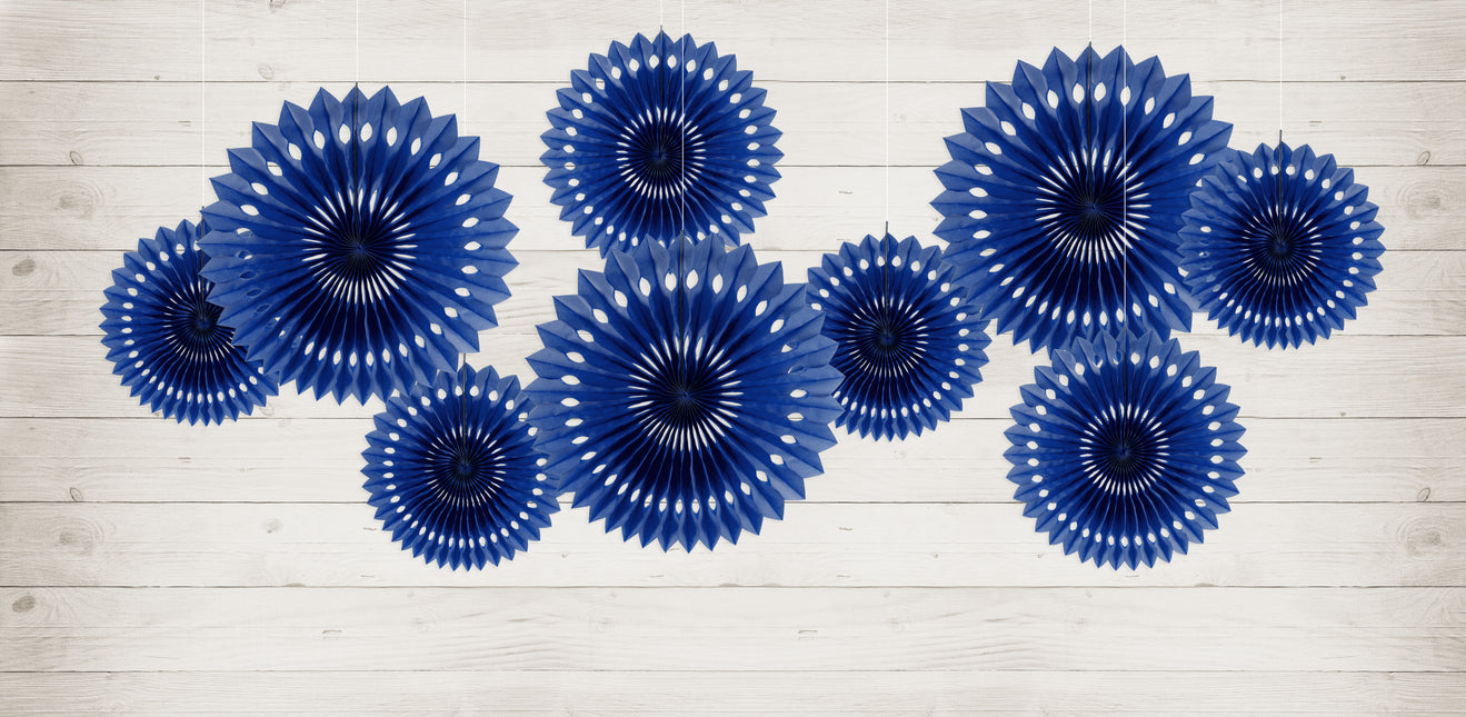 Ventagli di carta blu scuro 20 cm 3 pezzi