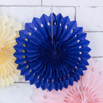 Ventagli di carta blu scuro 20 cm 3 pezzi