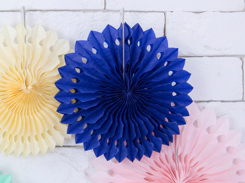Ventagli di carta blu scuro 20 cm 3 pezzi