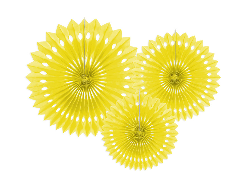 Ventagli di carta gialli da 20 cm 3 pezzi