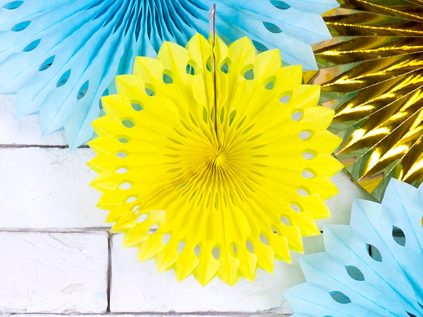 Ventagli di carta gialli da 20 cm 3 pezzi