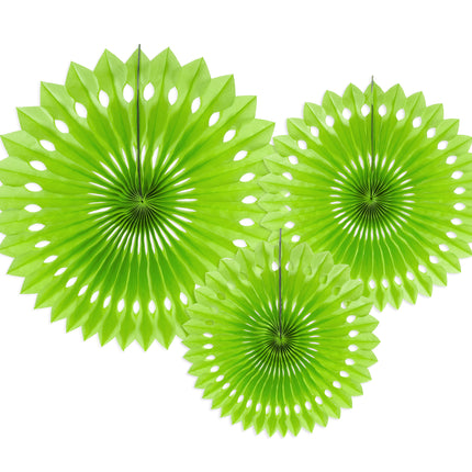 Ventagli di carta verde chiaro 20 cm 3 pezzi