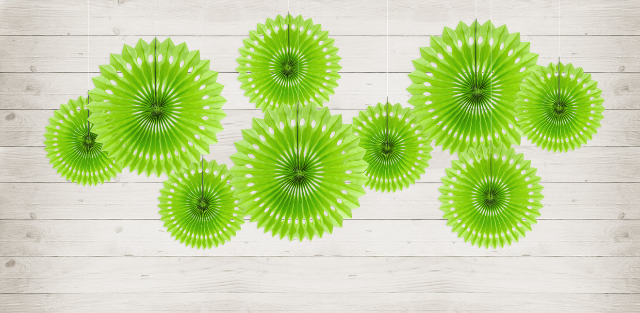 Ventagli di carta verde chiaro 20 cm 3 pezzi