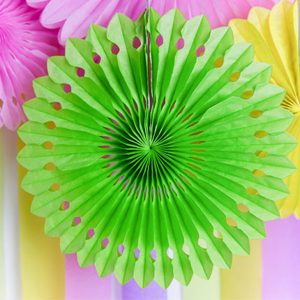 Ventagli di carta verde chiaro 20 cm 3 pezzi