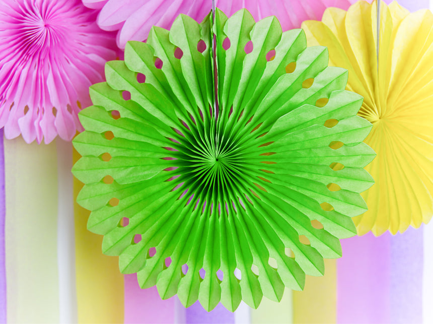 Ventagli di carta verde chiaro 20 cm 3 pezzi