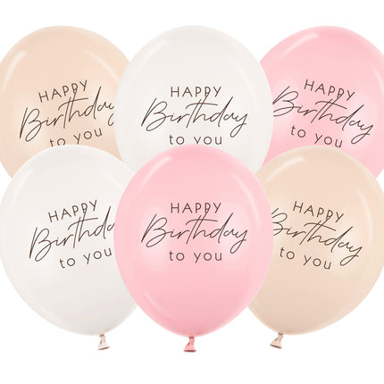 Palloncini di Buon Compleanno Rosa Bianco Crema 30cm 50pz