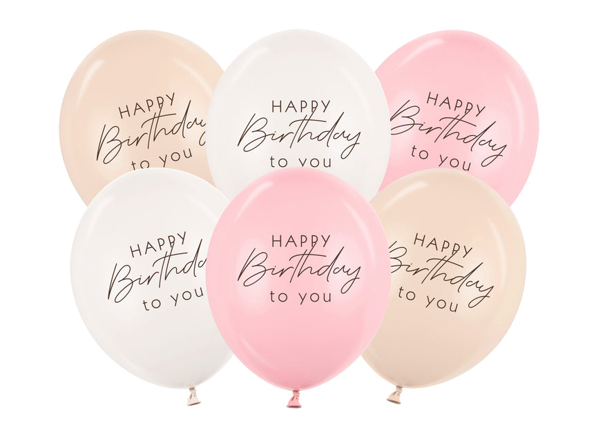 Palloncini di Buon Compleanno Rosa Bianco Crema 30cm 50pz