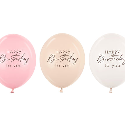 Palloncini di Buon Compleanno Rosa Bianco Crema 30cm 50pz