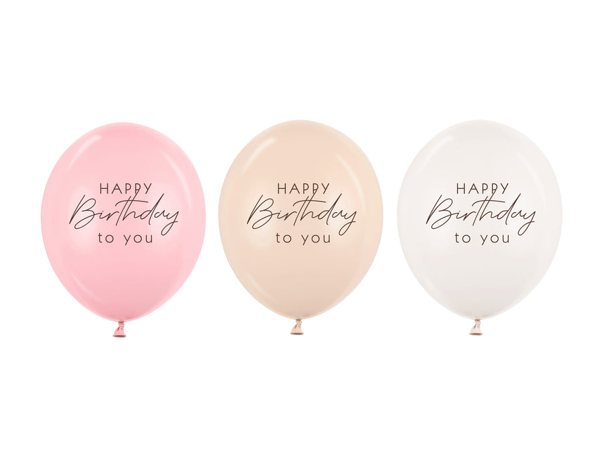 Palloncini di Buon Compleanno Rosa Bianco Crema 30cm 50pz