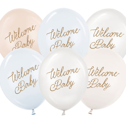 Palloncini Hello Baby Blu Bianco 30cm 50pz