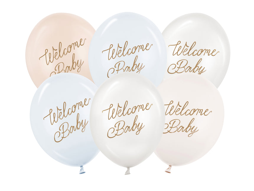 Palloncini Hello Baby Blu Bianco 30cm 50pz