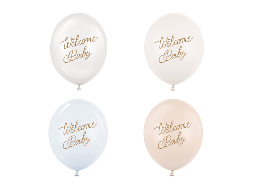Palloncini Hello Baby Blu Bianco 30cm 50pz