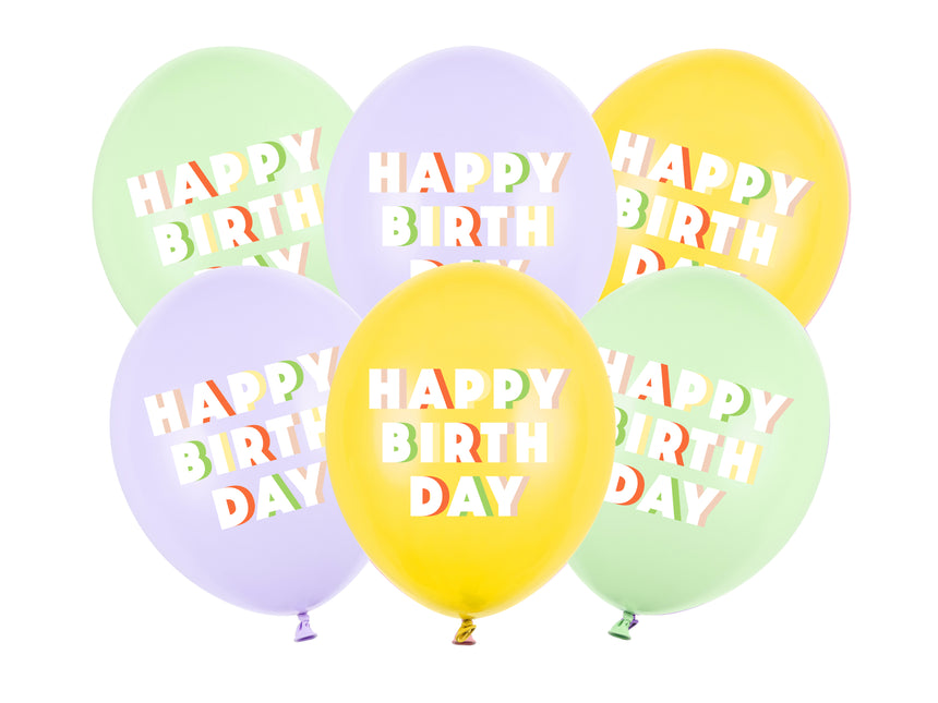 Palloncini Happy Birthday in lattice colorato da 30 cm 6 pezzi