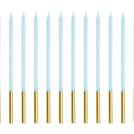 Candela blu oro 14cm 12pz