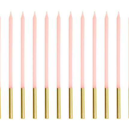 Candela rosa oro 14cm 12pz