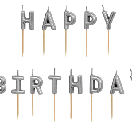 Candele di Buon Compleanno Argento 7cm