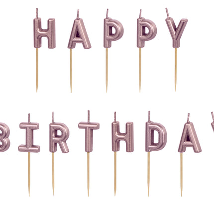 Candele di buon compleanno rosa 7 cm