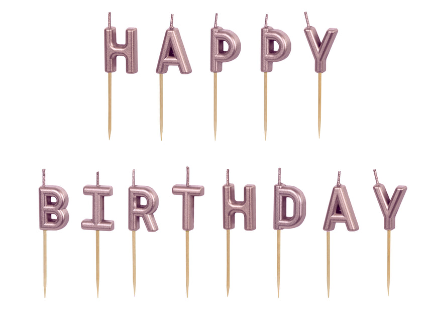 Candele di buon compleanno rosa 7 cm