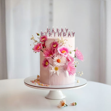 Candele di buon compleanno rosa 7 cm