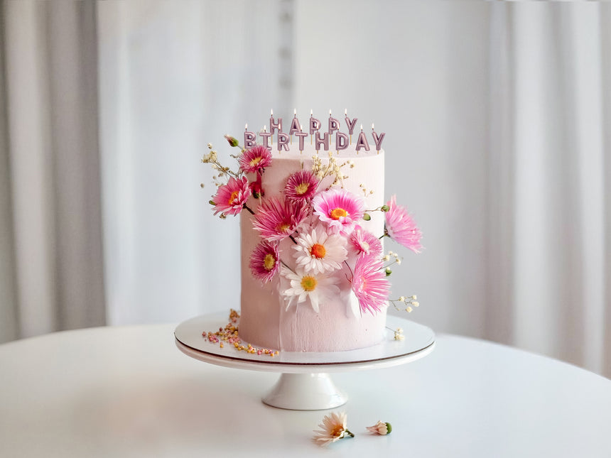 Candele di buon compleanno rosa 7 cm