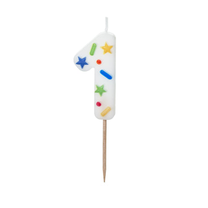 Candela di 1 anno colorata da 10 cm