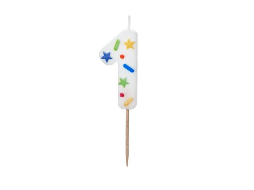 Candela di 1 anno colorata da 10 cm