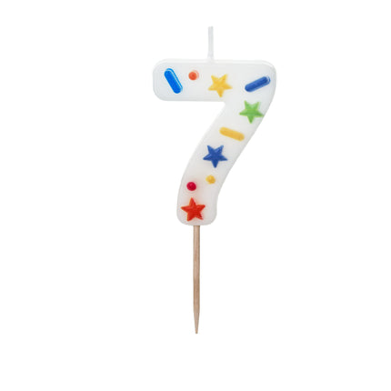 Candela 7 anni colorata 10 cm