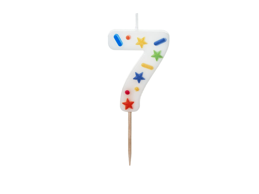 Candela 7 anni colorata 10 cm