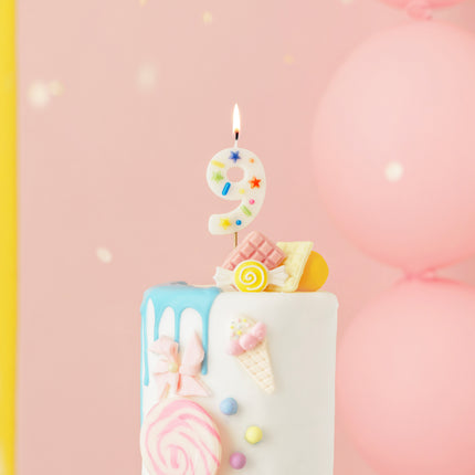 9 Anni Candela Colorata 10cm