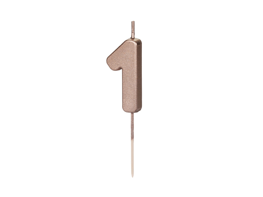 Candela 1 Anno Oro Rosa 9cm
