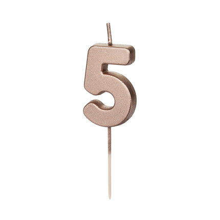 Candela 5 anni oro rosa 9 cm