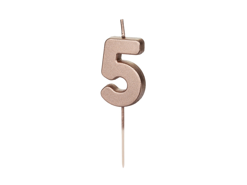 Candela 5 anni oro rosa 9 cm