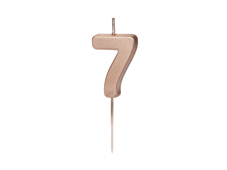 Candela di compleanno Numero 7 oro rosa 4,5 cm