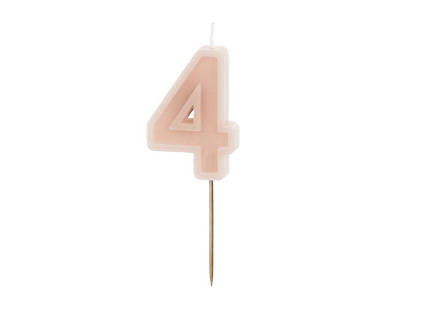 Candela numero 4 anni rosa 10cm