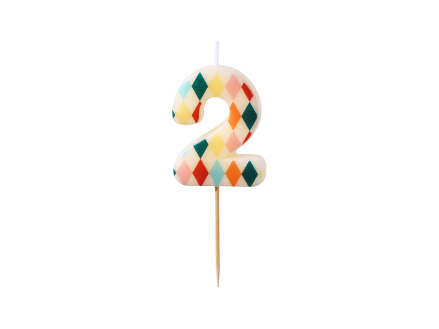 Candela 2 anni colorata 5,5 cm
