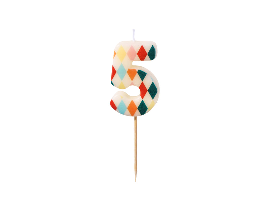 Candela 5 anni colorata 5,5 cm