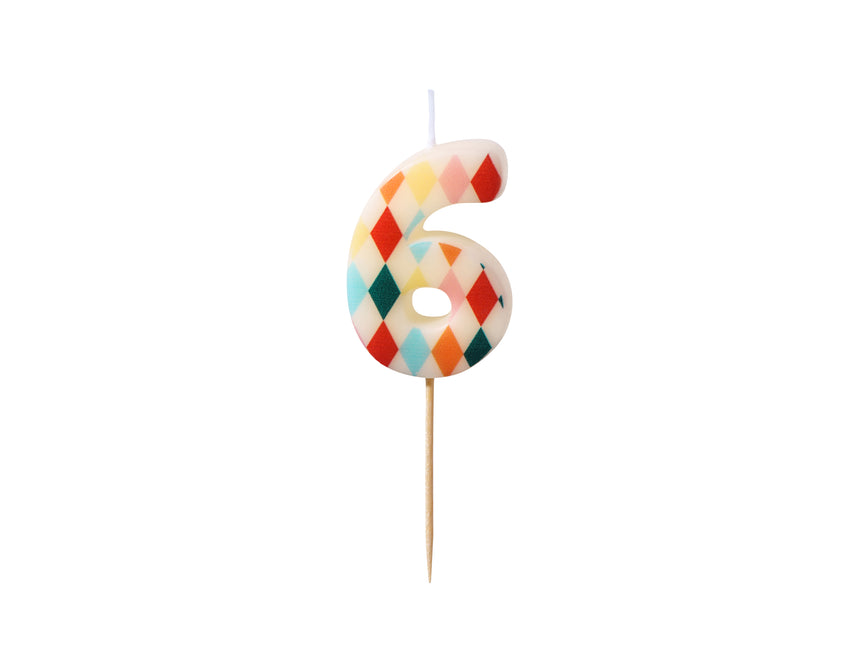 Candela 6 anni colorata 5,5 cm