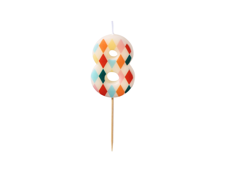 Candela 8 anni colorata 5,5 cm
